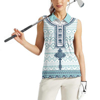 Eritrea Women Sleeveless Polo Shirt Eritrean Cross Mix Tilet Pattern - Wonder Print Shop