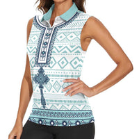 Eritrea Women Sleeveless Polo Shirt Eritrean Cross Mix Tilet Pattern - Wonder Print Shop