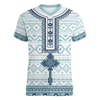 Eritrea Women V-Neck T-Shirt Eritrean Cross Mix Tilet Pattern - Wonder Print Shop
