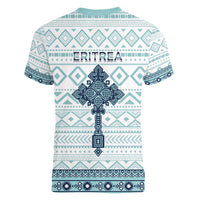 Eritrea Women V-Neck T-Shirt Eritrean Cross Mix Tilet Pattern - Wonder Print Shop