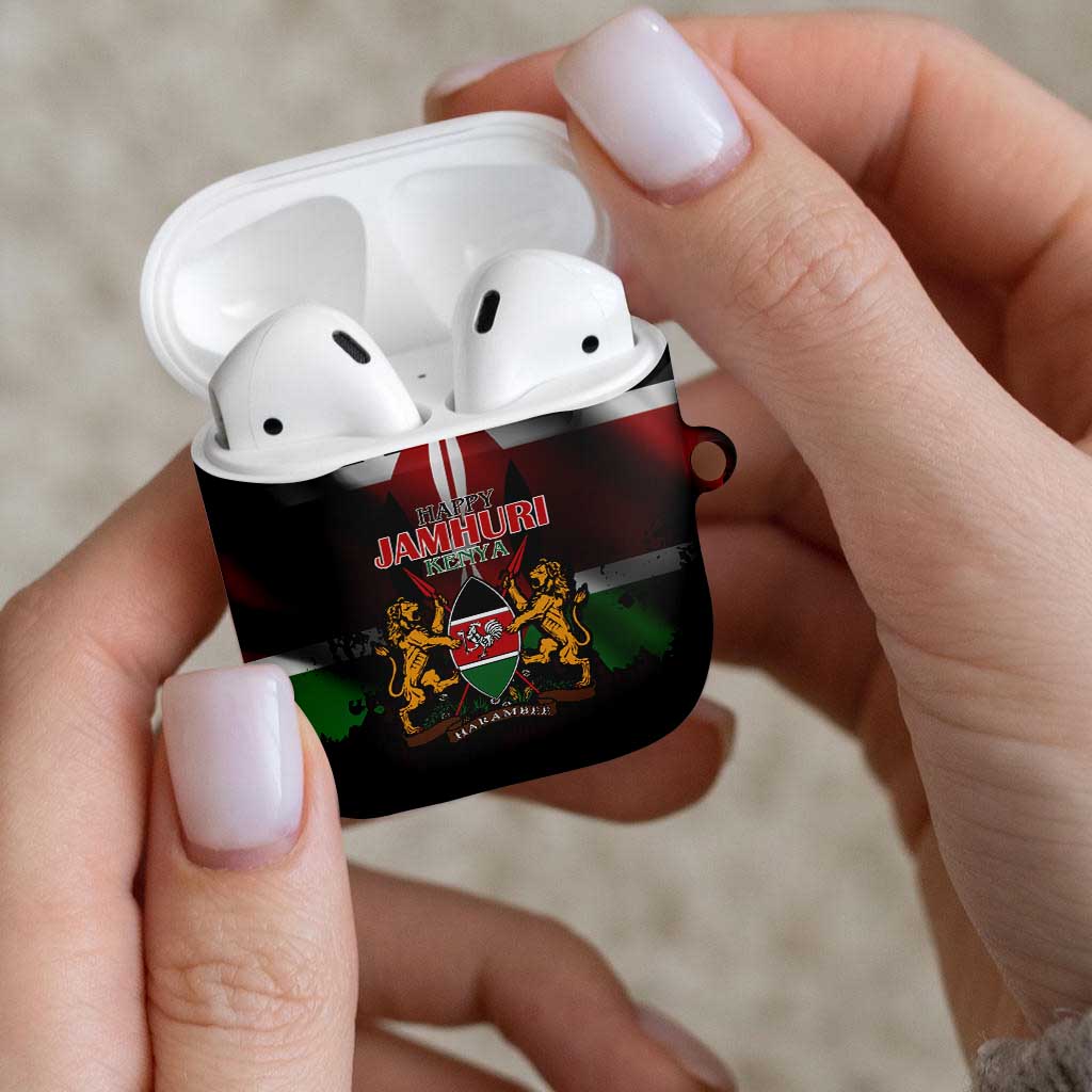 Happy Kenya Independence Day AirPods Case Coat Of Arms With Kente Pattern - Wonder Print Shop