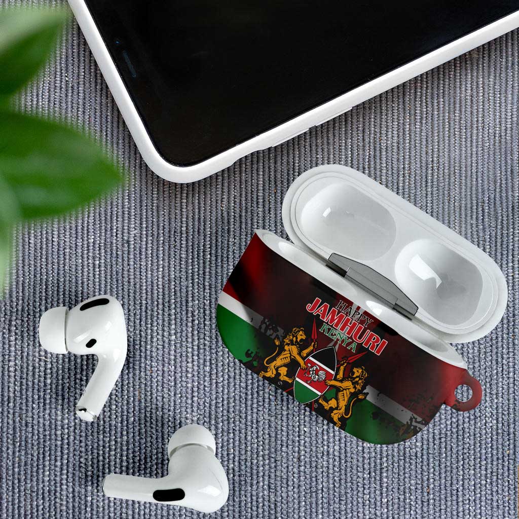 Happy Kenya Independence Day AirPods Case Coat Of Arms With Kente Pattern - Wonder Print Shop