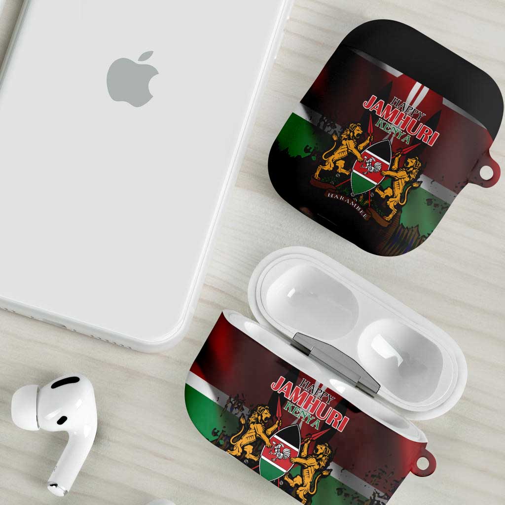 Happy Kenya Independence Day AirPods Case Coat Of Arms With Kente Pattern - Wonder Print Shop