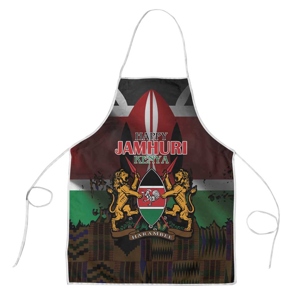 Happy Kenya Independence Day Apron Coat Of Arms With Kente Pattern - Wonder Print Shop