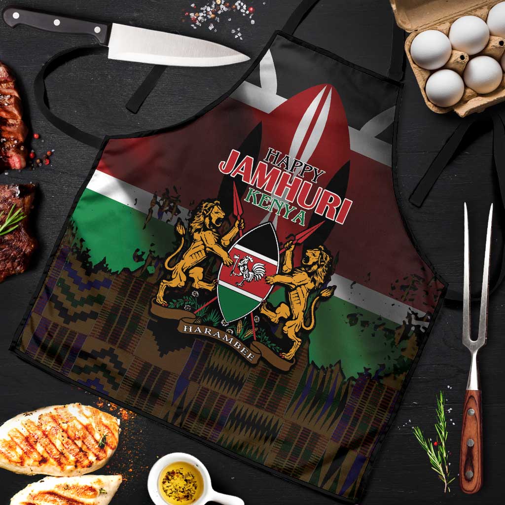 Happy Kenya Independence Day Apron Coat Of Arms With Kente Pattern - Wonder Print Shop