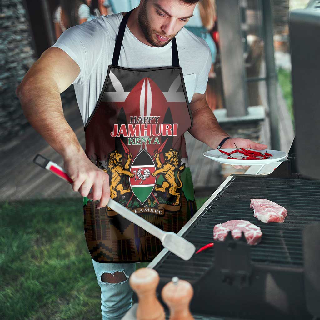 Happy Kenya Independence Day Apron Coat Of Arms With Kente Pattern - Wonder Print Shop