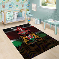 Happy Kenya Independence Day Area Rug Coat Of Arms With Kente Pattern - Wonder Print Shop