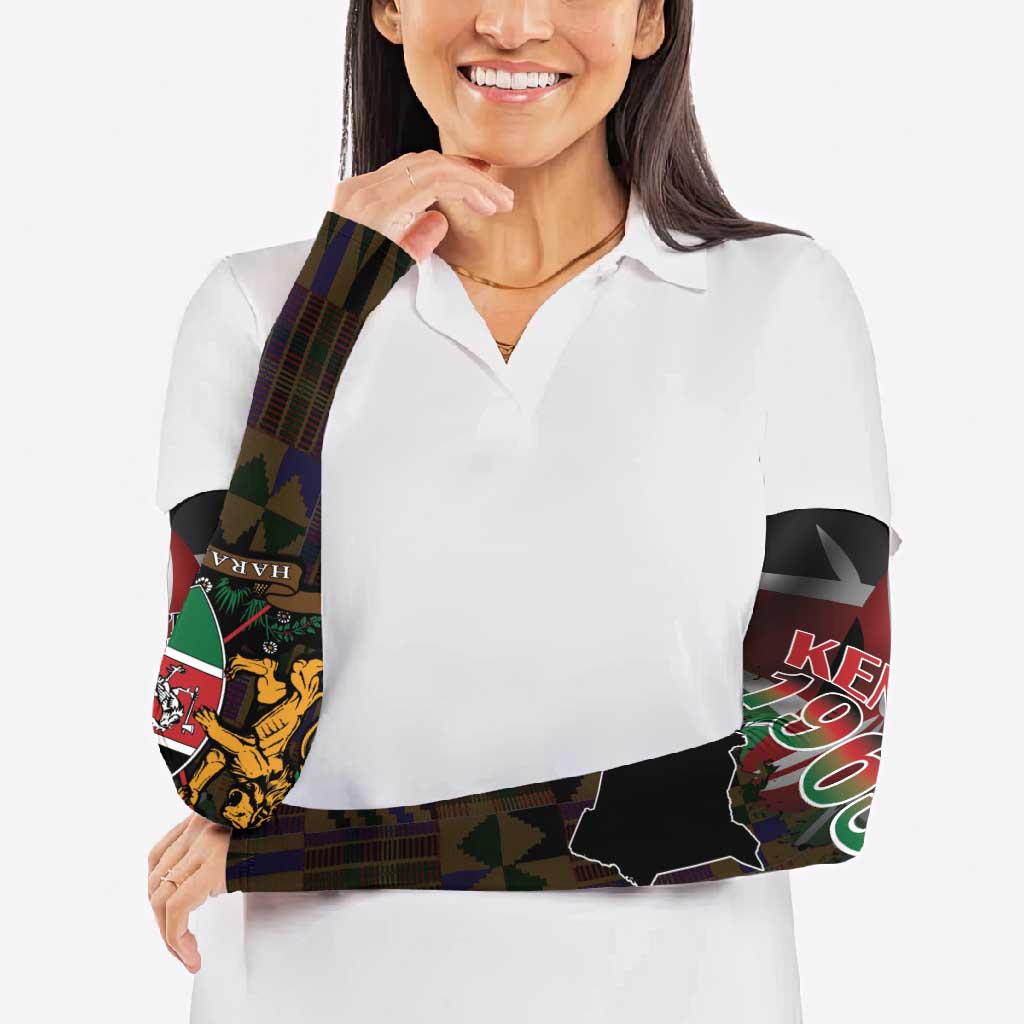Happy Kenya Independence Day Arm Sleeves Coat Of Arms With Kente Pattern - Wonder Print Shop