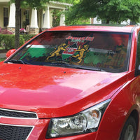 Happy Kenya Independence Day Auto Sun Shade Coat Of Arms With Kente Pattern - Wonder Print Shop