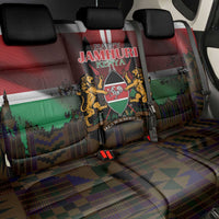 Happy Kenya Independence Day Back Car Seat Cover Coat Of Arms With Kente Pattern - Wonder Print Shop