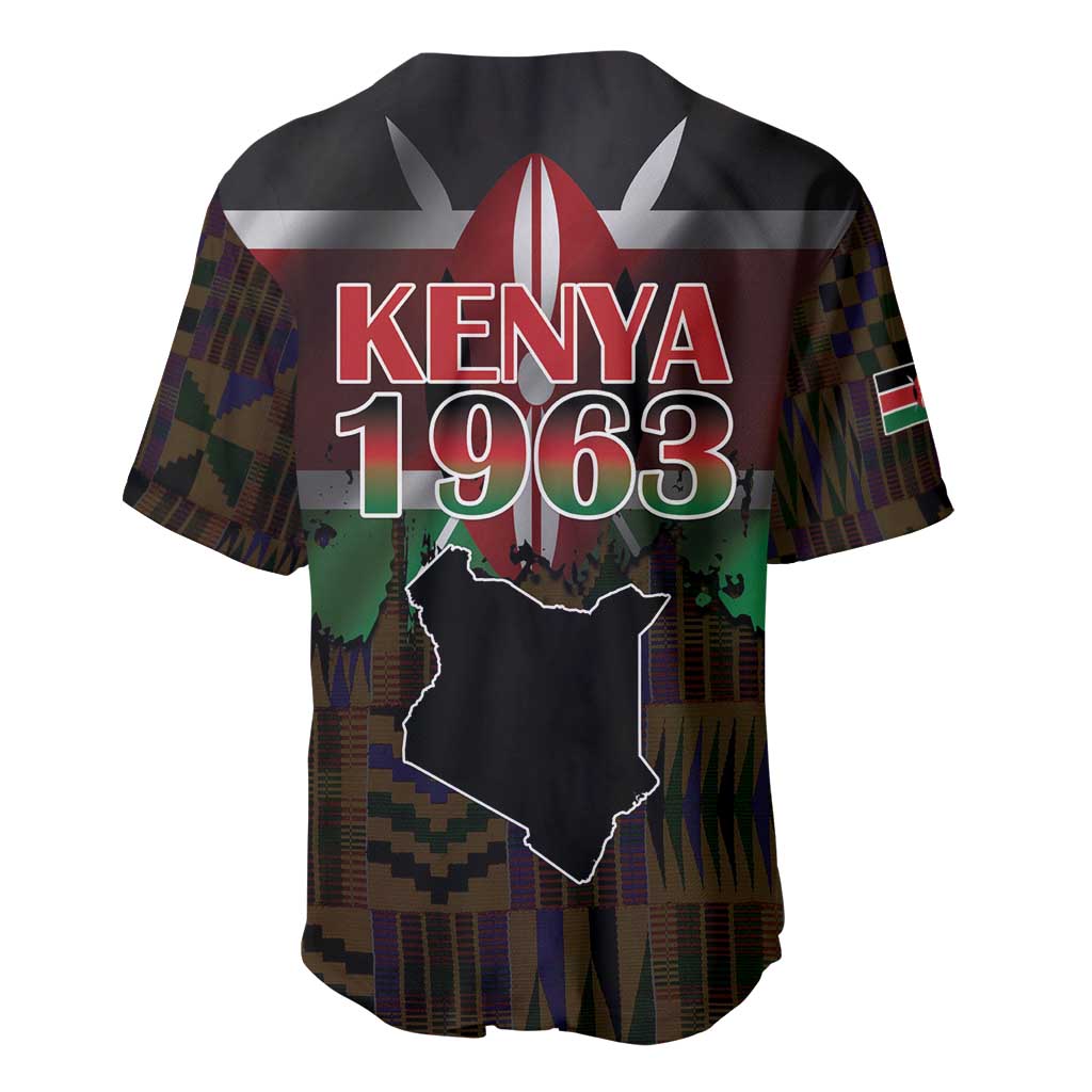 Happy Kenya Independence Day Baseball Jersey Coat Of Arms With Kente Pattern - Wonder Print Shop