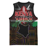 Happy Kenya Independence Day Basketball Jersey Coat Of Arms With Kente Pattern - Wonder Print Shop