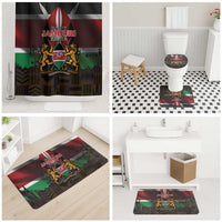 Happy Kenya Independence Day Bathroom Set Coat Of Arms With Kente Pattern - Wonder Print Shop