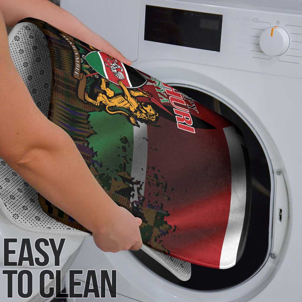 Happy Kenya Independence Day Bathroom Set Coat Of Arms With Kente Pattern - Wonder Print Shop