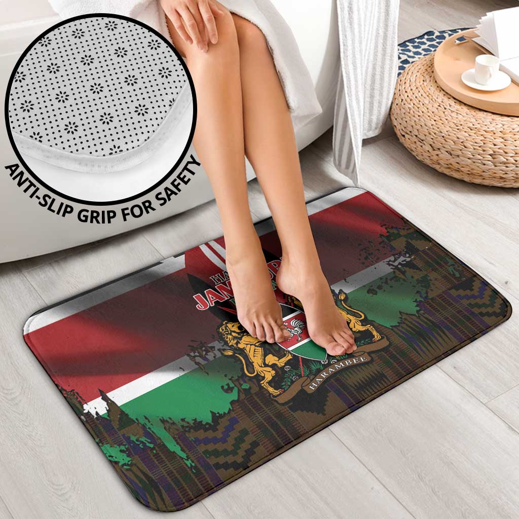 Happy Kenya Independence Day Bathroom Set Coat Of Arms With Kente Pattern - Wonder Print Shop