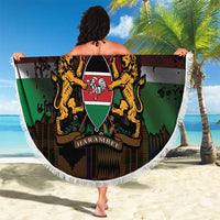 Happy Kenya Independence Day Beach Blanket Coat Of Arms With Kente Pattern - Wonder Print Shop