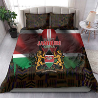 Happy Kenya Independence Day Bedding Set Coat Of Arms With Kente Pattern - Wonder Print Shop