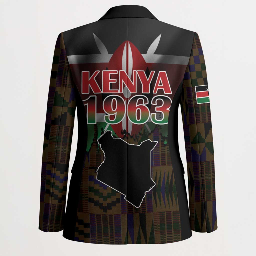 Happy Kenya Independence Day Blazer Coat Of Arms With Kente Pattern - Wonder Print Shop