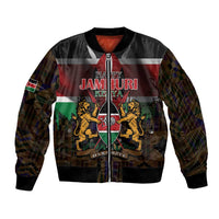 Happy Kenya Independence Day Bomber Jacket Coat Of Arms With Kente Pattern - Wonder Print Shop