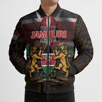 Happy Kenya Independence Day Bomber Puffer Jacket Coat Of Arms With Kente Pattern - Wonder Print Shop