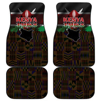 Happy Kenya Independence Day Car Mats Coat Of Arms With Kente Pattern - Wonder Print Shop