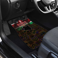 Happy Kenya Independence Day Car Mats Coat Of Arms With Kente Pattern - Wonder Print Shop