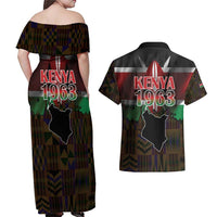 Happy Kenya Independence Day Couples Matching Off Shoulder Maxi Dress and Hawaiian Shirt Coat Of Arms With Kente Pattern - Wonder Print Shop
