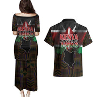 Happy Kenya Independence Day Couples Matching Puletasi and Hawaiian Shirt Coat Of Arms With Kente Pattern - Wonder Print Shop