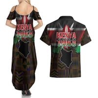 Happy Kenya Independence Day Couples Matching Summer Maxi Dress and Hawaiian Shirt Coat Of Arms With Kente Pattern - Wonder Print Shop