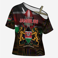 Happy Kenya Independence Day Cross Shoulder Shirt Coat Of Arms With Kente Pattern - Wonder Print Shop