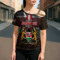 Happy Kenya Independence Day Cross Shoulder Shirt Coat Of Arms With Kente Pattern - Wonder Print Shop