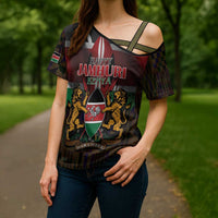 Happy Kenya Independence Day Cross Shoulder Shirt Coat Of Arms With Kente Pattern - Wonder Print Shop