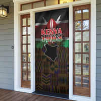 Happy Kenya Independence Day Door Cover Coat Of Arms With Kente Pattern - Wonder Print Shop