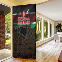Happy Kenya Independence Day Door Cover Coat Of Arms With Kente Pattern - Wonder Print Shop
