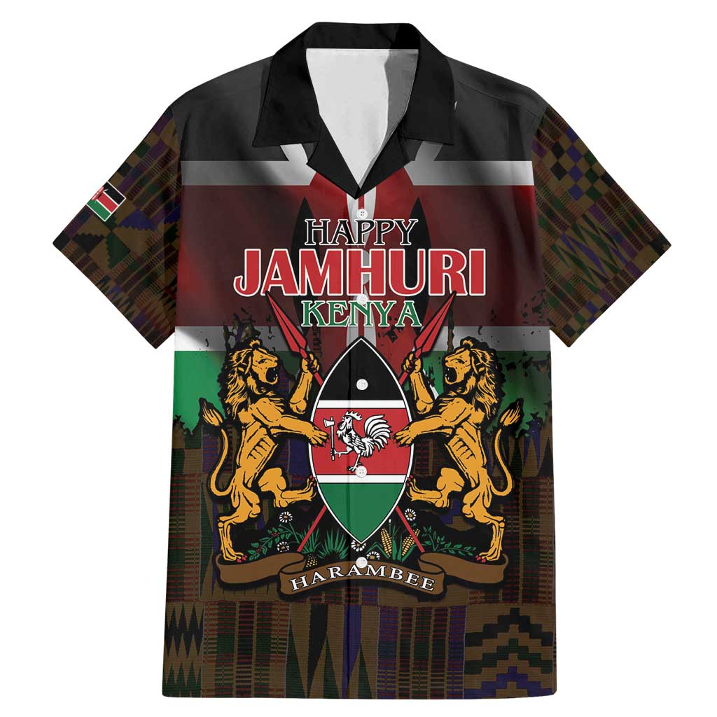 Happy Kenya Independence Day Family Matching Mermaid Dress and Hawaiian Shirt Coat Of Arms With Kente Pattern - Wonder Print Shop