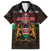 Happy Kenya Independence Day Family Matching Off The Shoulder Long Sleeve Dress and Hawaiian Shirt Coat Of Arms With Kente Pattern - Wonder Print Shop