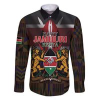 Happy Kenya Independence Day Family Matching Off The Shoulder Long Sleeve Dress and Hawaiian Shirt Coat Of Arms With Kente Pattern - Wonder Print Shop