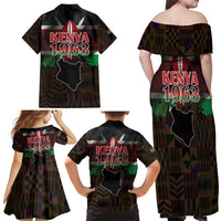 Happy Kenya Independence Day Family Matching Off Shoulder Maxi Dress and Hawaiian Shirt Coat Of Arms With Kente Pattern - Wonder Print Shop