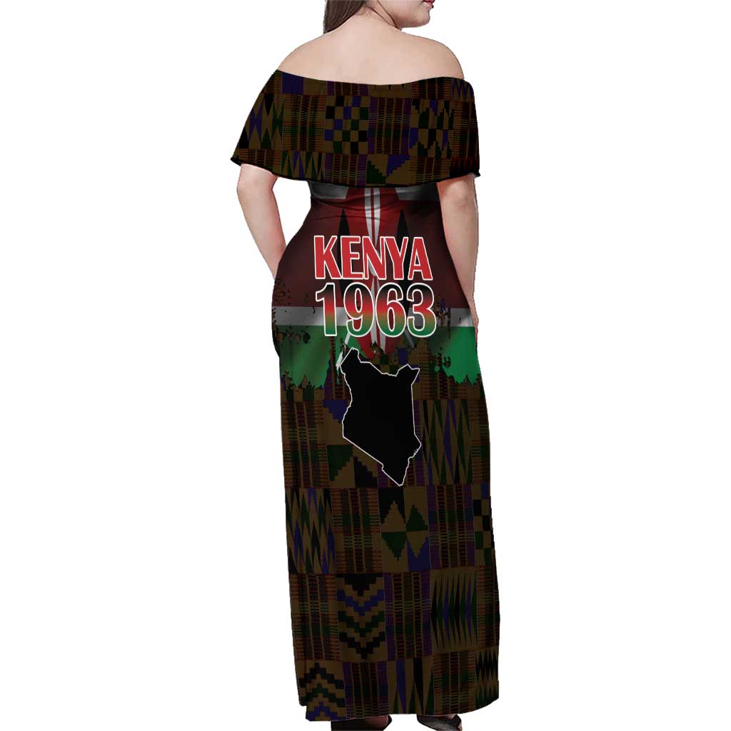 Happy Kenya Independence Day Family Matching Off Shoulder Maxi Dress and Hawaiian Shirt Coat Of Arms With Kente Pattern - Wonder Print Shop
