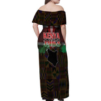 Happy Kenya Independence Day Family Matching Off Shoulder Maxi Dress and Hawaiian Shirt Coat Of Arms With Kente Pattern - Wonder Print Shop