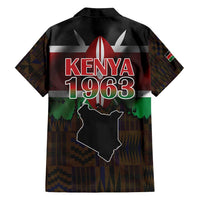 Happy Kenya Independence Day Family Matching Off Shoulder Short Dress and Hawaiian Shirt Coat Of Arms With Kente Pattern - Wonder Print Shop