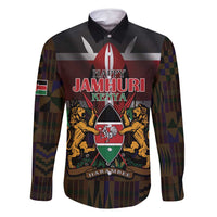 Happy Kenya Independence Day Family Matching Off Shoulder Short Dress and Hawaiian Shirt Coat Of Arms With Kente Pattern - Wonder Print Shop