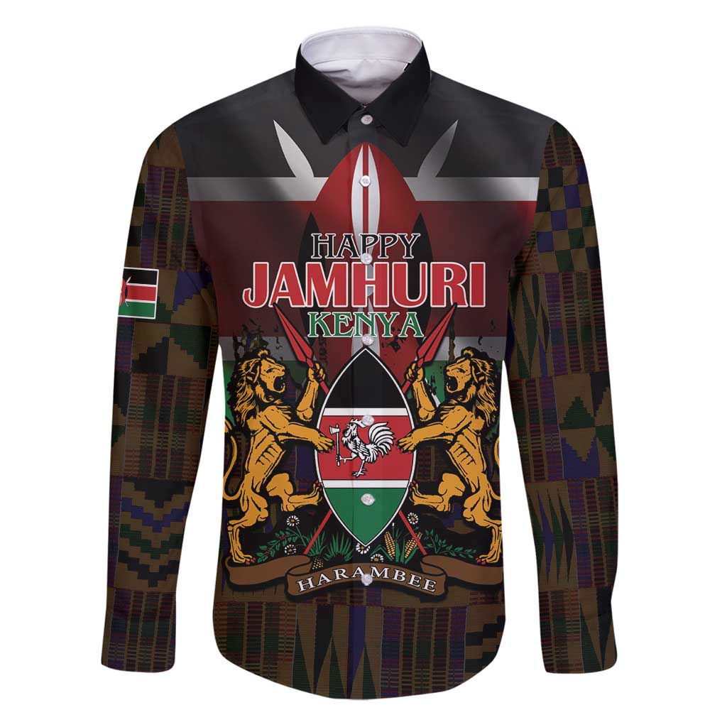 Happy Kenya Independence Day Family Matching Puletasi and Hawaiian Shirt Coat Of Arms With Kente Pattern - Wonder Print Shop