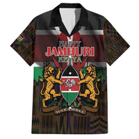Happy Kenya Independence Day Family Matching Short Sleeve Bodycon Dress and Hawaiian Shirt Coat Of Arms With Kente Pattern - Wonder Print Shop