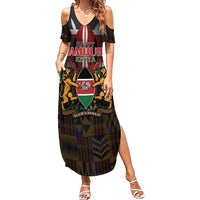 Happy Kenya Independence Day Family Matching Summer Maxi Dress and Hawaiian Shirt Coat Of Arms With Kente Pattern - Wonder Print Shop