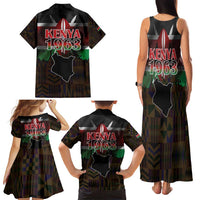 Happy Kenya Independence Day Family Matching Tank Maxi Dress and Hawaiian Shirt Coat Of Arms With Kente Pattern - Wonder Print Shop