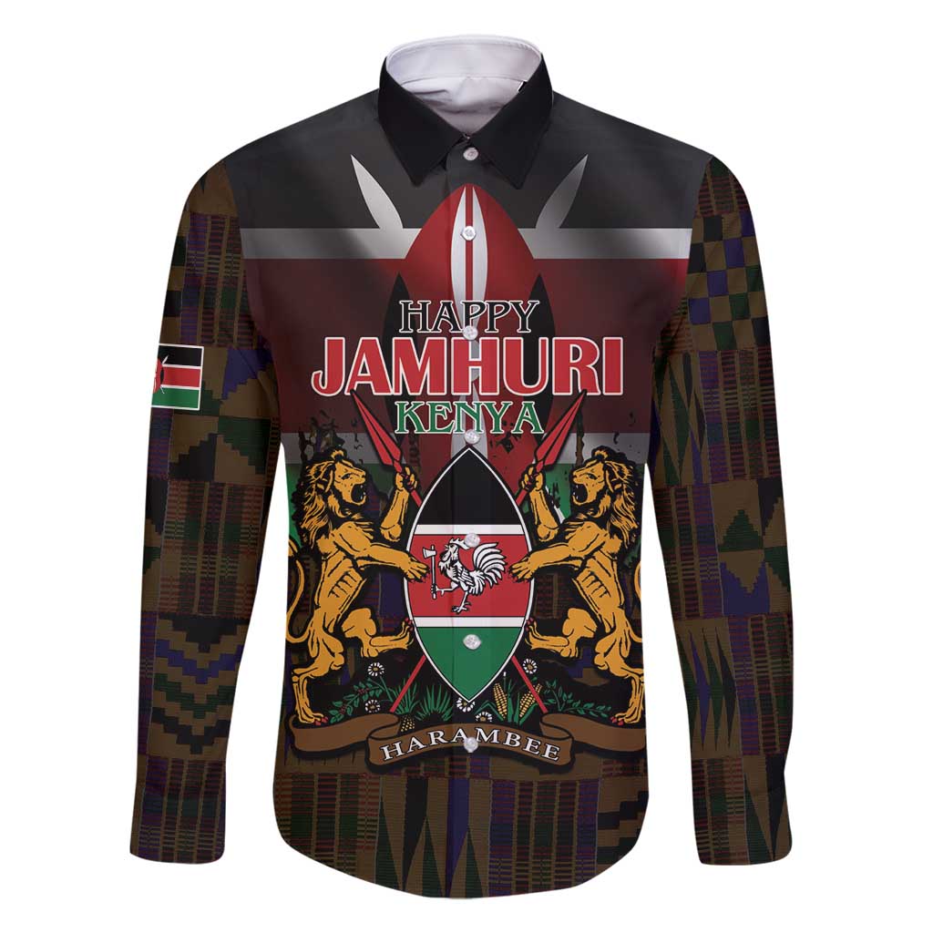 Happy Kenya Independence Day Family Matching Tank Maxi Dress and Hawaiian Shirt Coat Of Arms With Kente Pattern - Wonder Print Shop