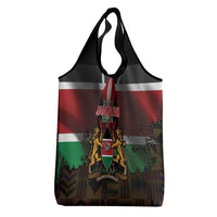 Happy Kenya Independence Day Grocery Bag Coat Of Arms With Kente Pattern - Wonder Print Shop