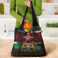 Happy Kenya Independence Day Grocery Bag Coat Of Arms With Kente Pattern - Wonder Print Shop