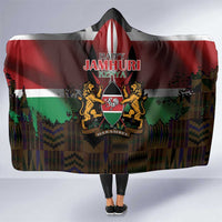 Happy Kenya Independence Day Hooded Blanket Coat Of Arms With Kente Pattern - Wonder Print Shop